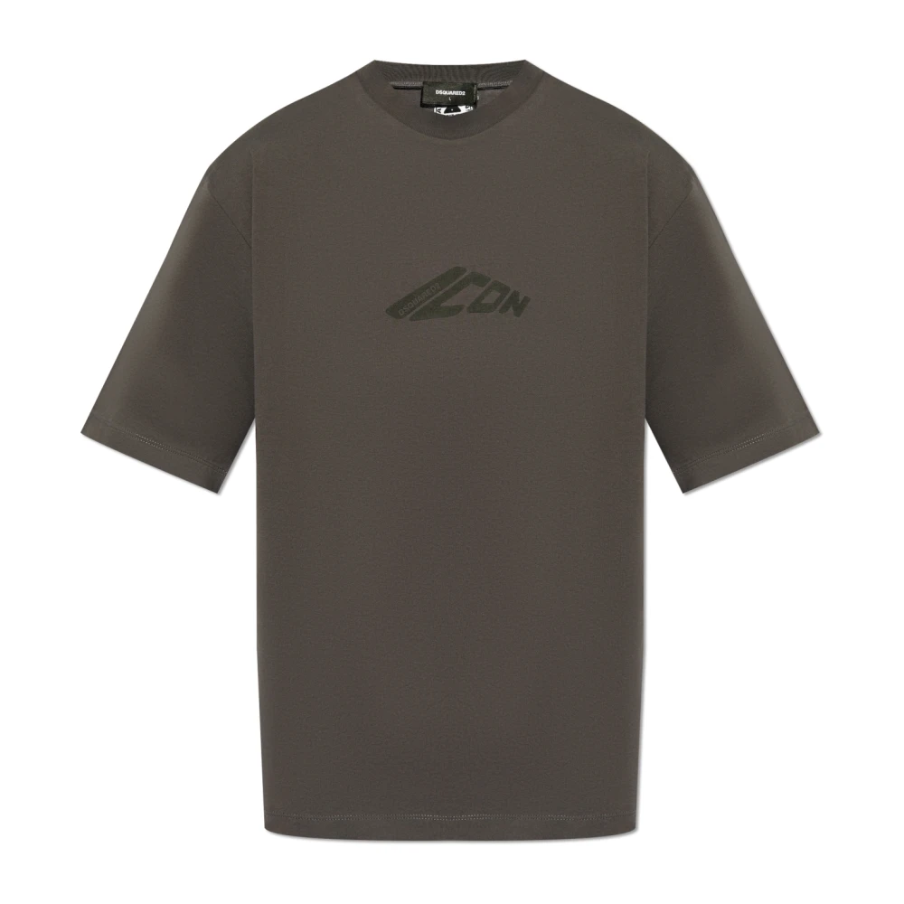 Dsquared2 Grijze T-shirt met Zwarte Voorkant Logo Gray Heren