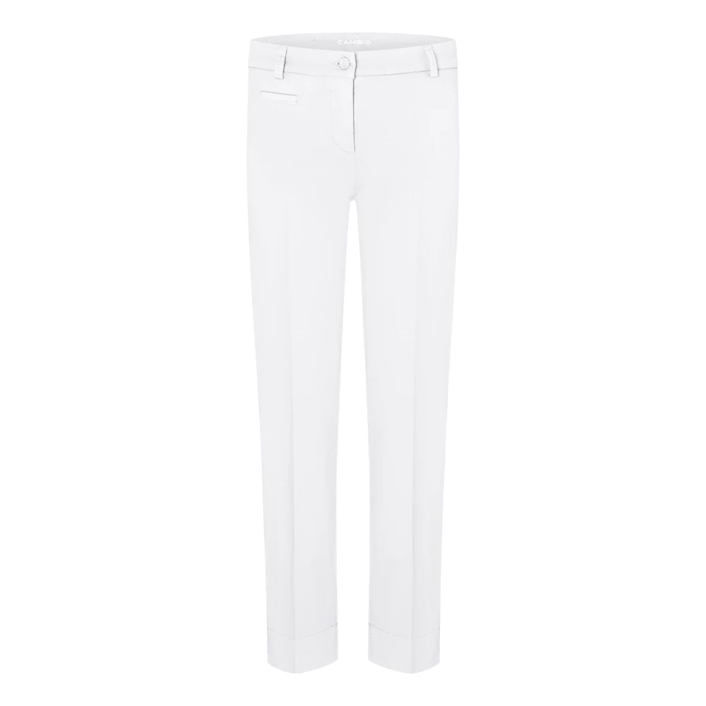 Cambio Stiliga Cropped Denim Jeans White, Dam