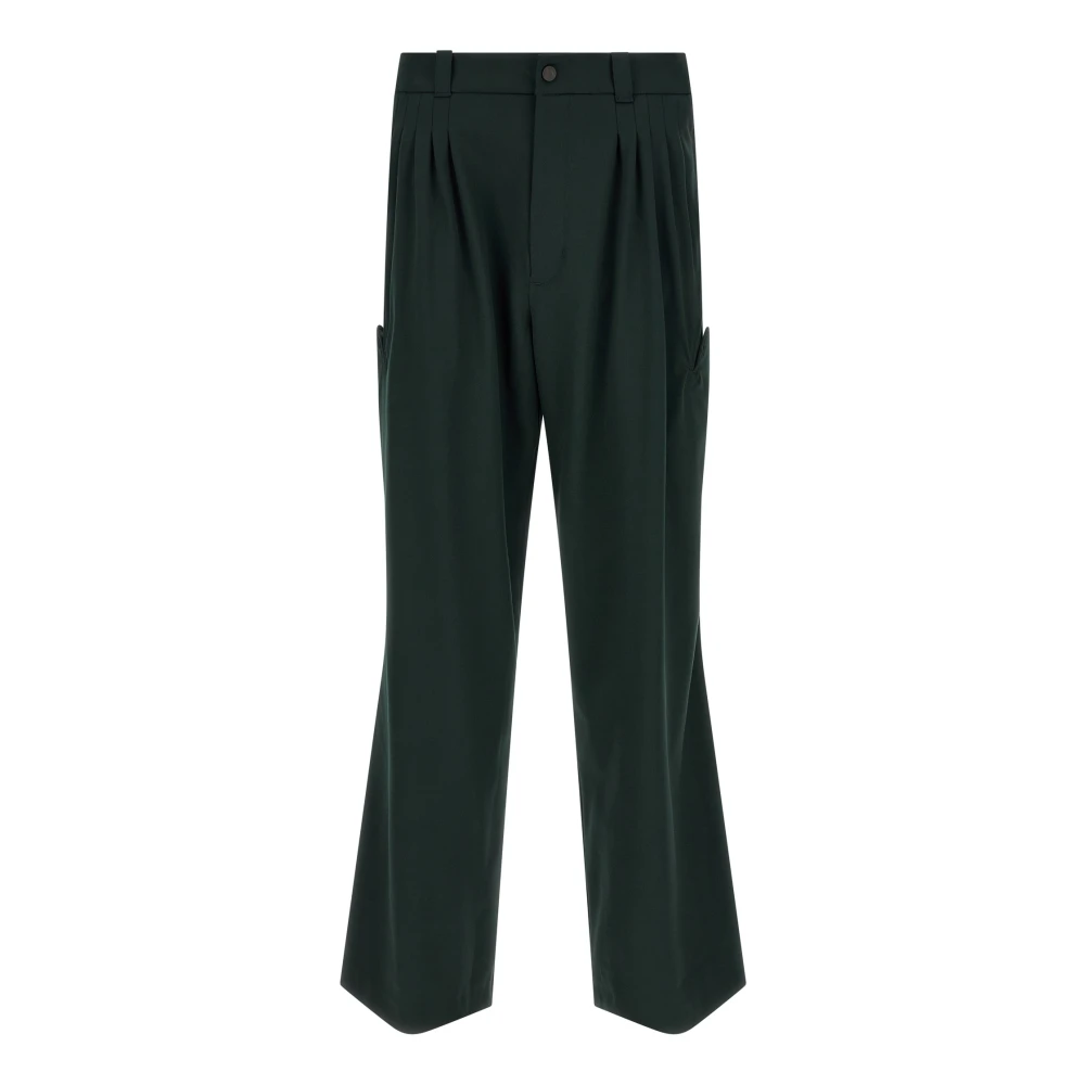 Kiko Kostadinov Men's Green Wide Trousers, M, Andras Trousers
