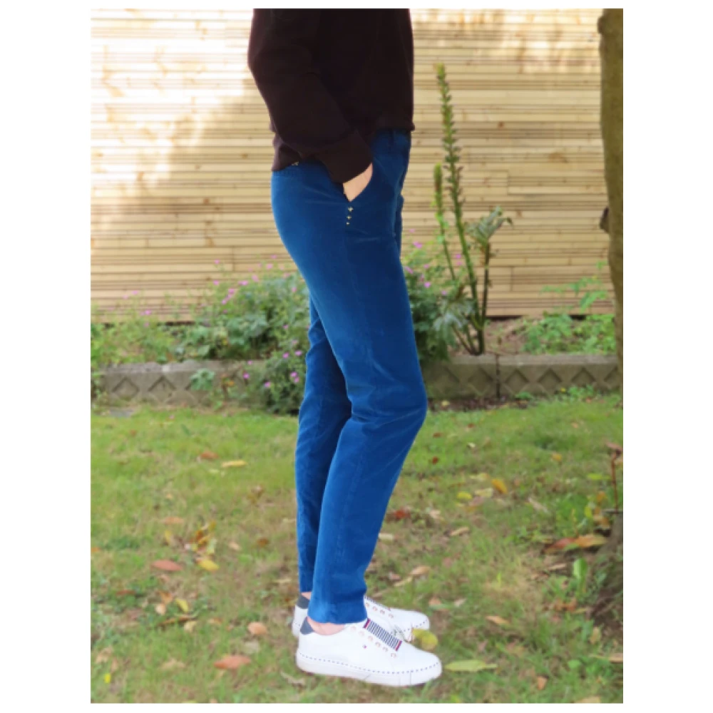 Mason's Velours Straight Leg Broek Blue Dames