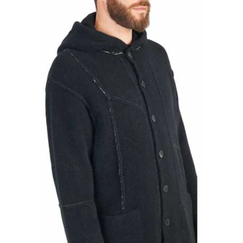 Isabel Benenato Lange Hooded Yak Vest Zwart Black Heren