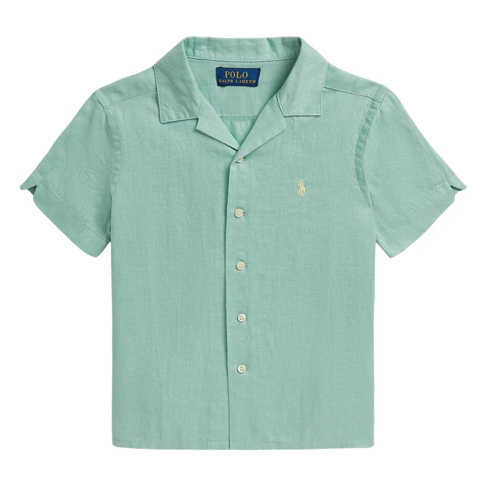 Ralph Lauren Boys Green Kids Shirts, 7 Y, Linen Logo Shirt