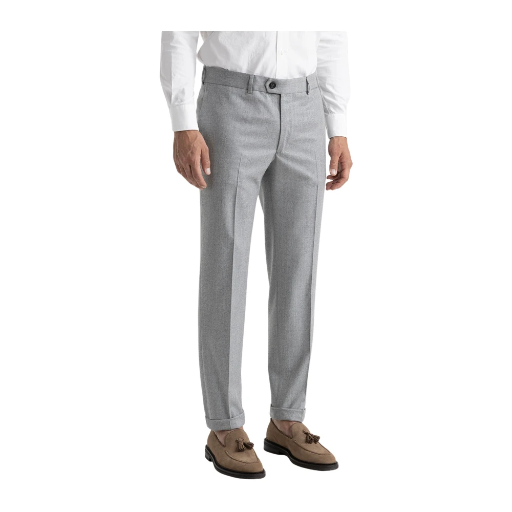 PESERICO Ongevoerde klassieke broek van zuivere nieuwe wol Gray Heren