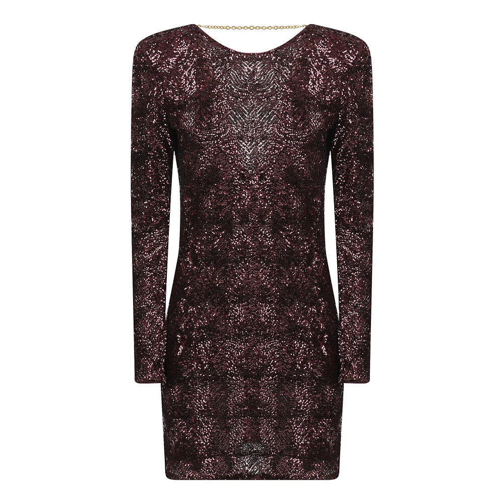 Elisabetta Franchi Rood-Zwarte Jurk Aw24 Brown Dames