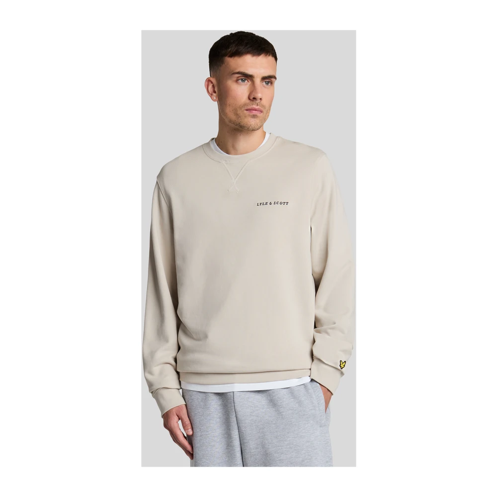 Lyle & Scott Mid Layers Loopback Geborduurde Crew Neck Sweatshirt Gray Heren