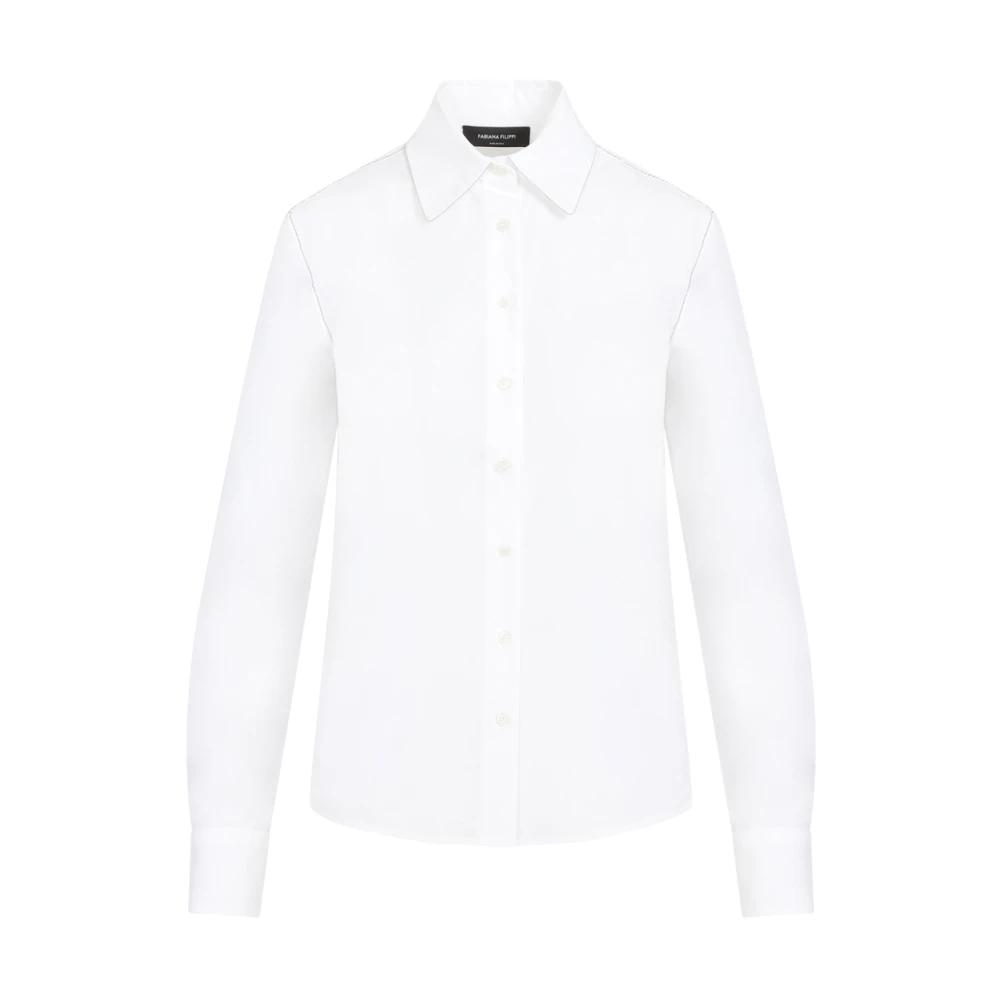 Fabiana Filippi Witte Katoenen Overhemd Puntkraag White Dames