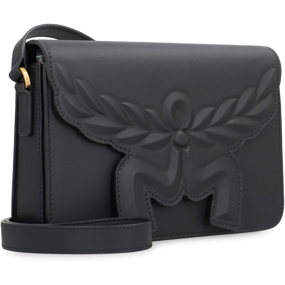 MCM Geëmbosseerde leren crossbodytas Black Dames