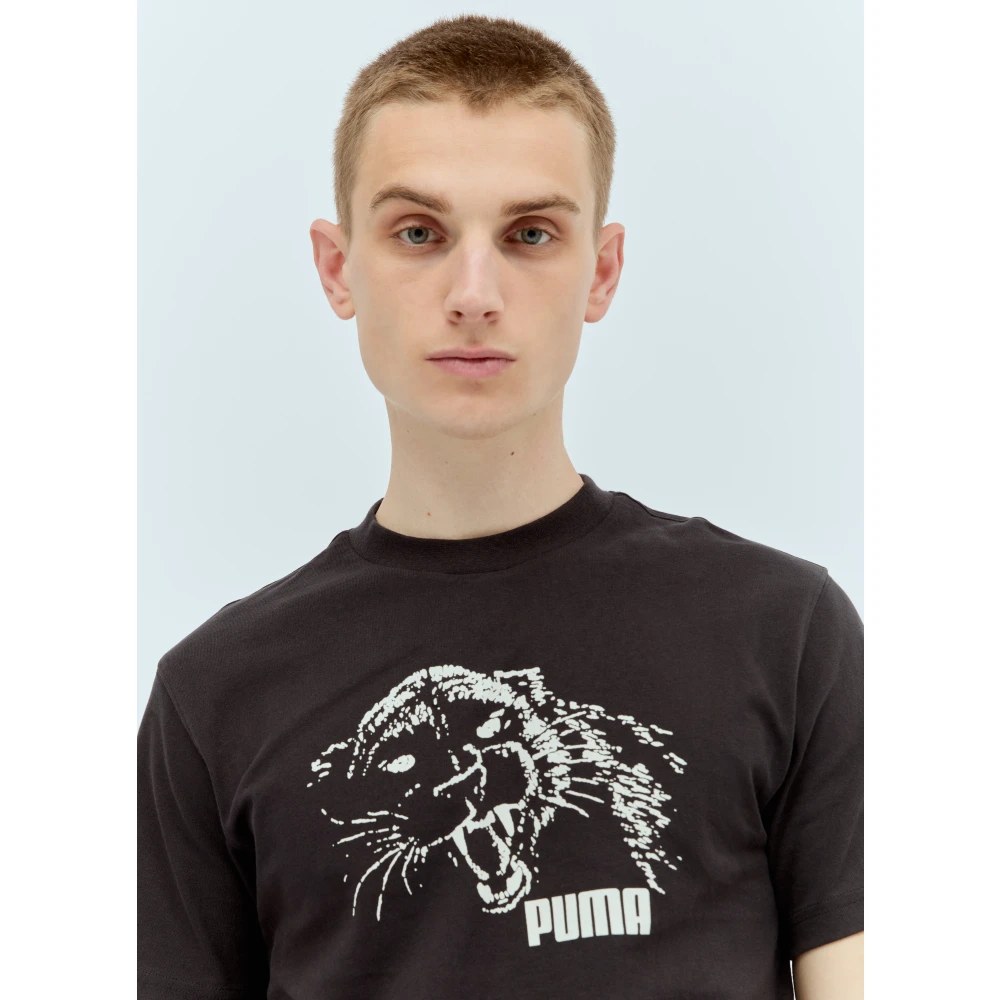 Puma Grafische Logo Print Katoenen T-Shirt Black Heren