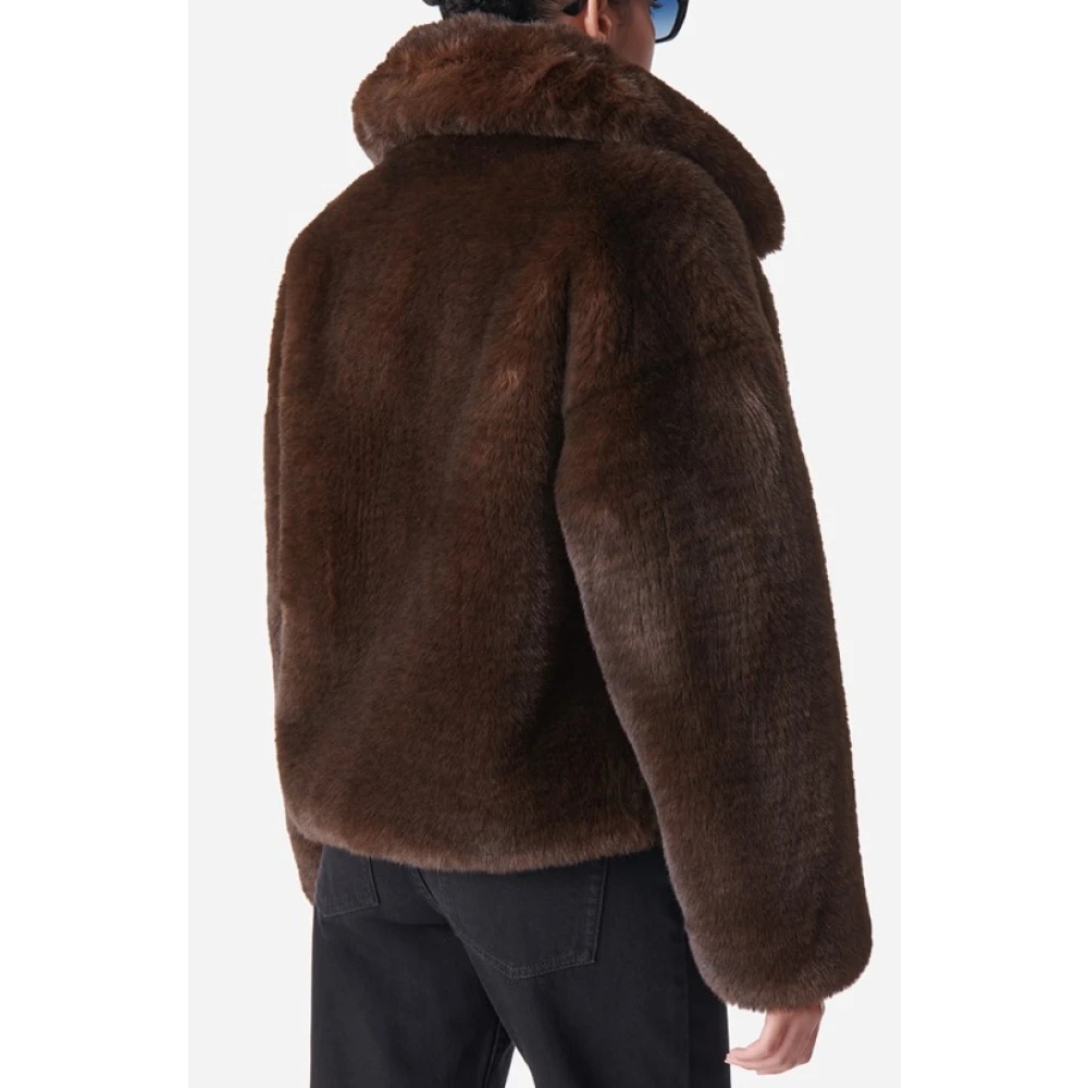 Vanessa Bruno Bruine Fake Fur Oversized Jas Brown Dames