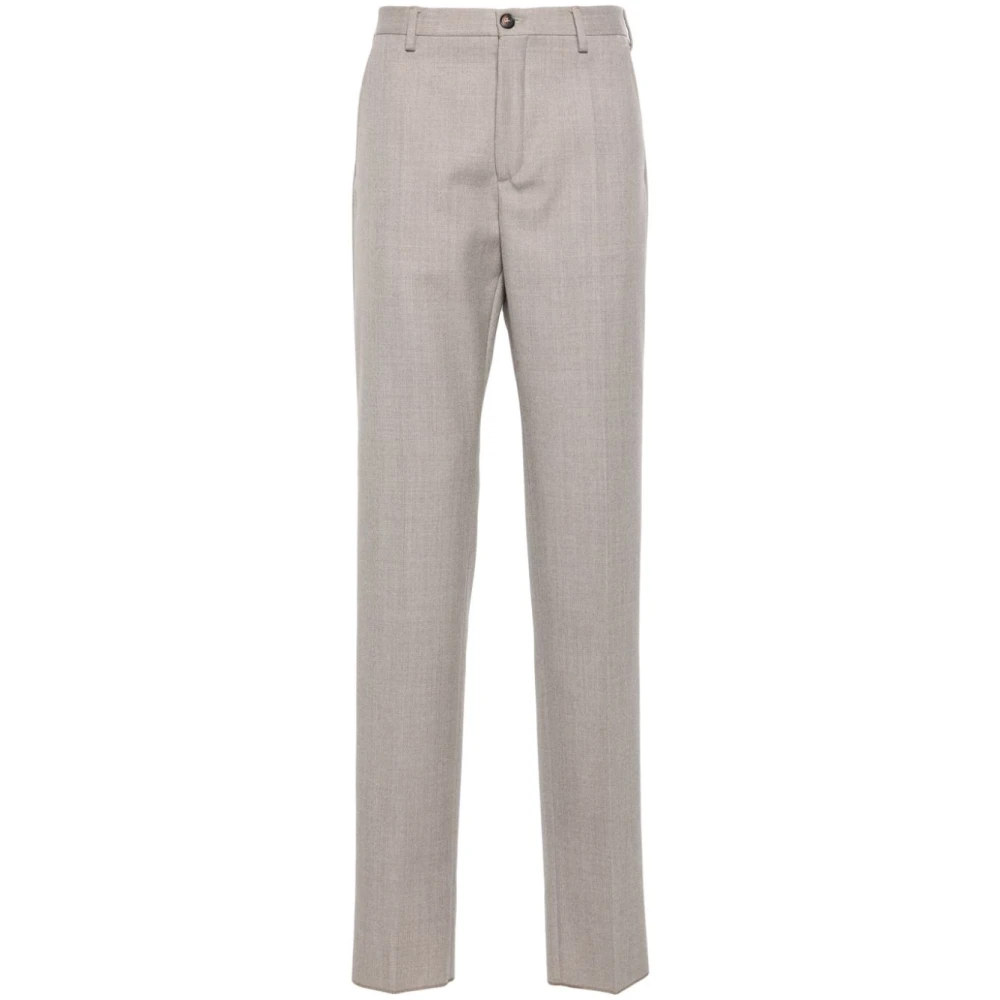 Incotex Beige Wol Broek Taps Toelopende Pijp Beige Heren