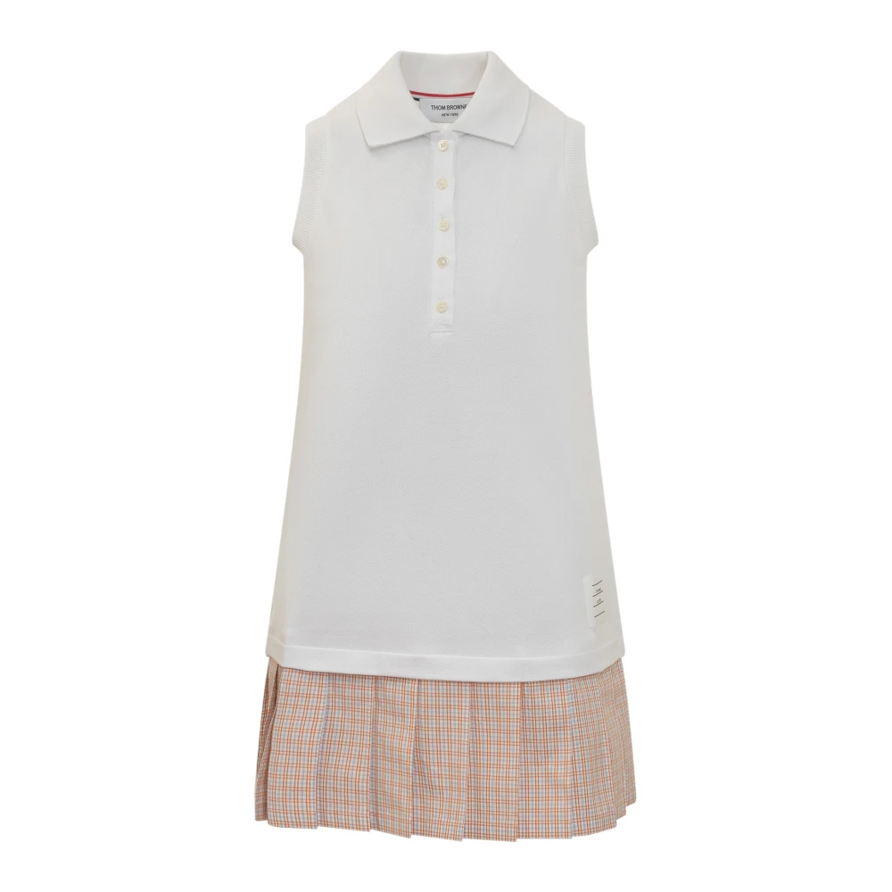 Thom Browne Plisserad Polo Klänning White, Dam