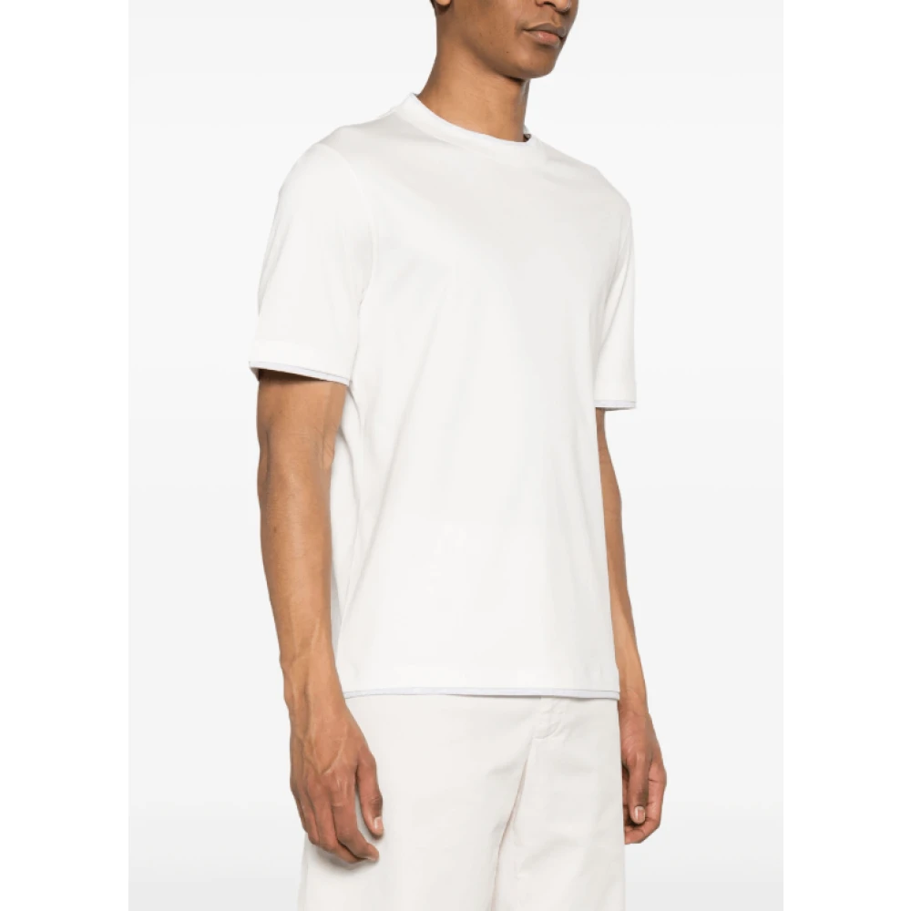 BRUNELLO CUCINELLI Gelaagd Katoenen T-shirt White Heren