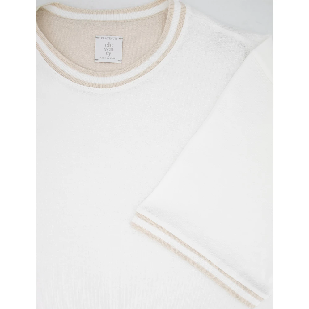 Eleventy Katoenen Crew-neck T-shirt met Contrastinzet White Heren