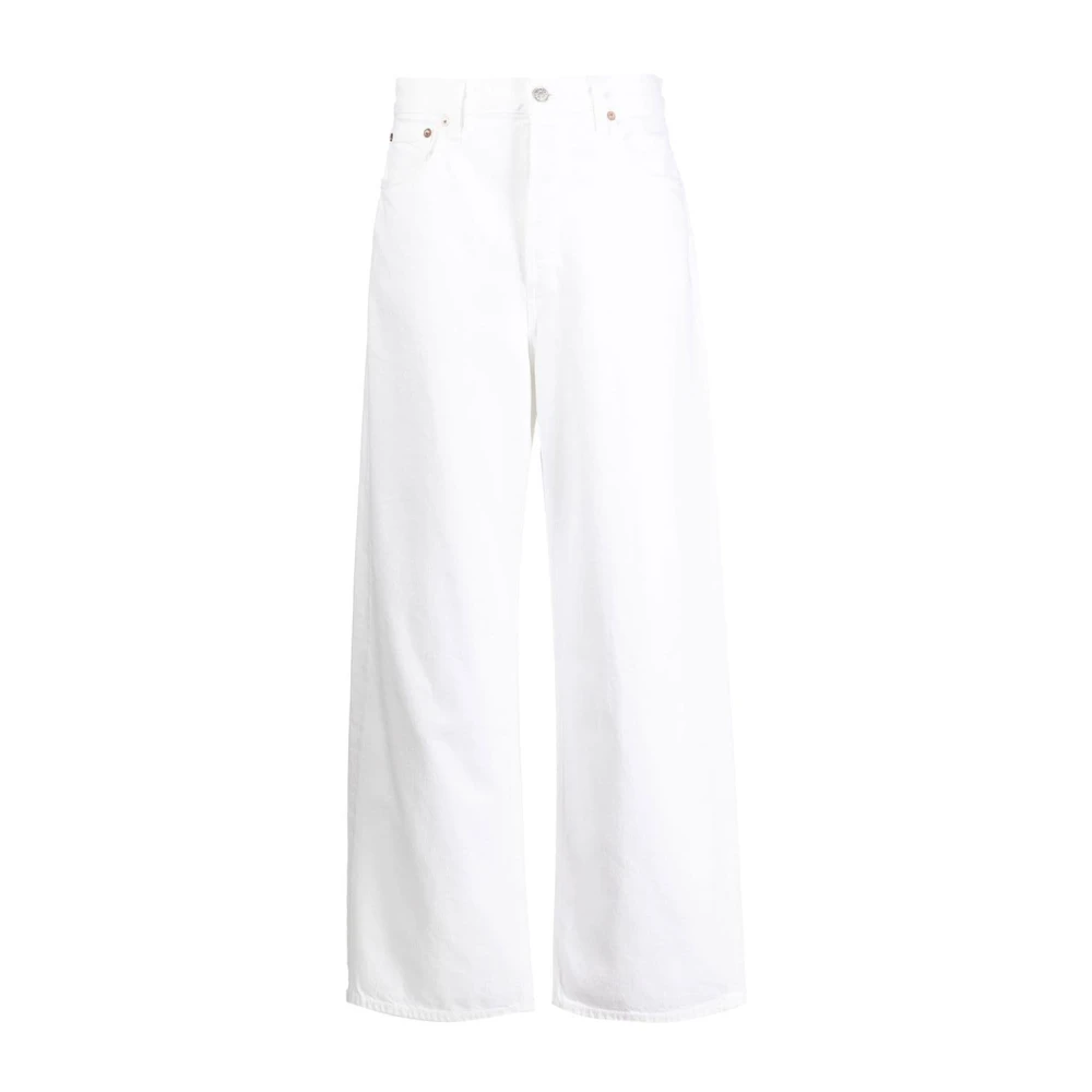 Agolde Women's White Low Slung Baggy Jeans