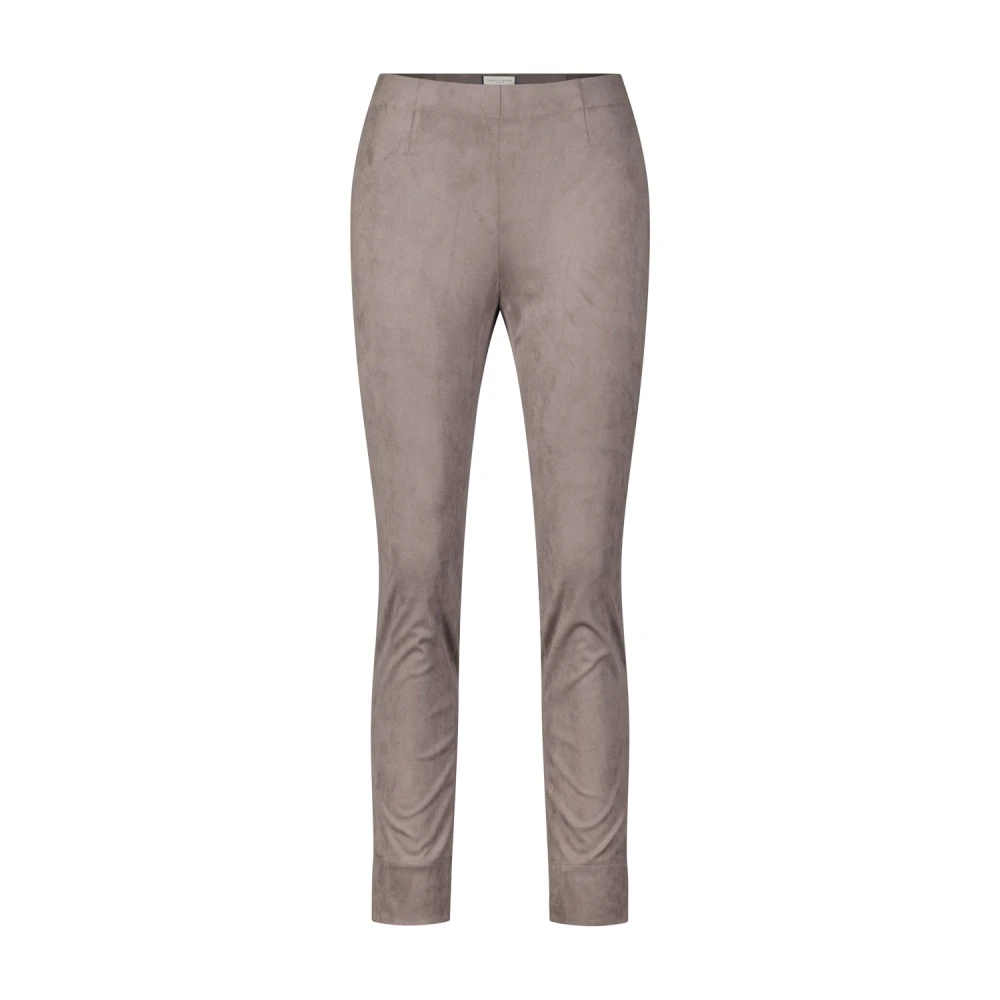 Seductive Slim Fit Imitatie Suède Aantrekbroek Brown Dames