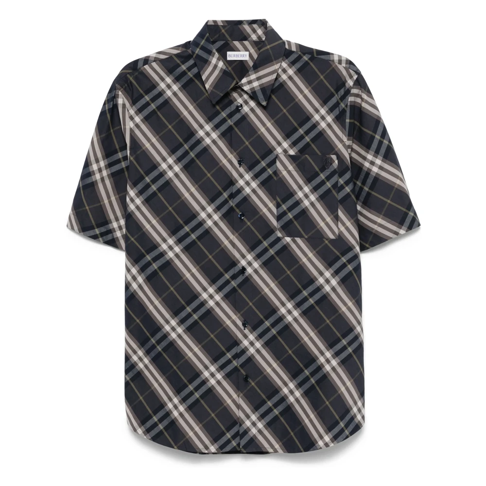 Burberry Blauwe Button-Up Shirt met B Shield Blue Heren