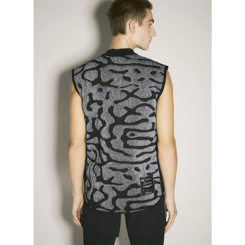 Y-3 Gewatteerd Jacquard Run Gilet Gray Heren