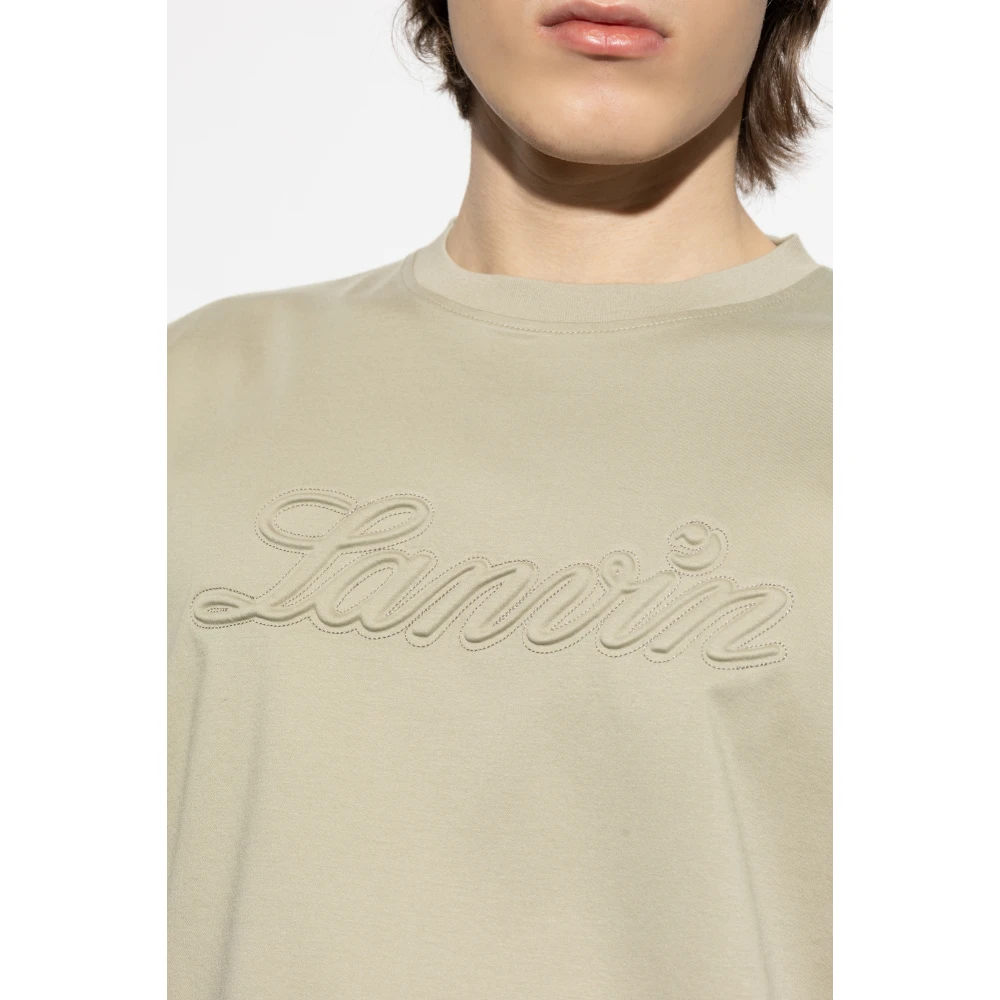 Lanvin T-shirt met reliëf logo Green Heren
