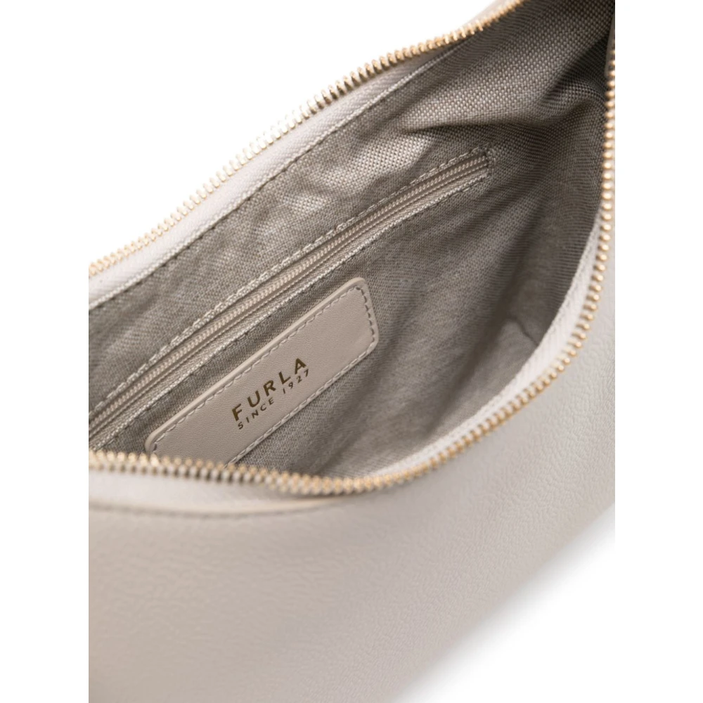 Furla Beige Leren Handtas met Korrelige Textuur White Dames