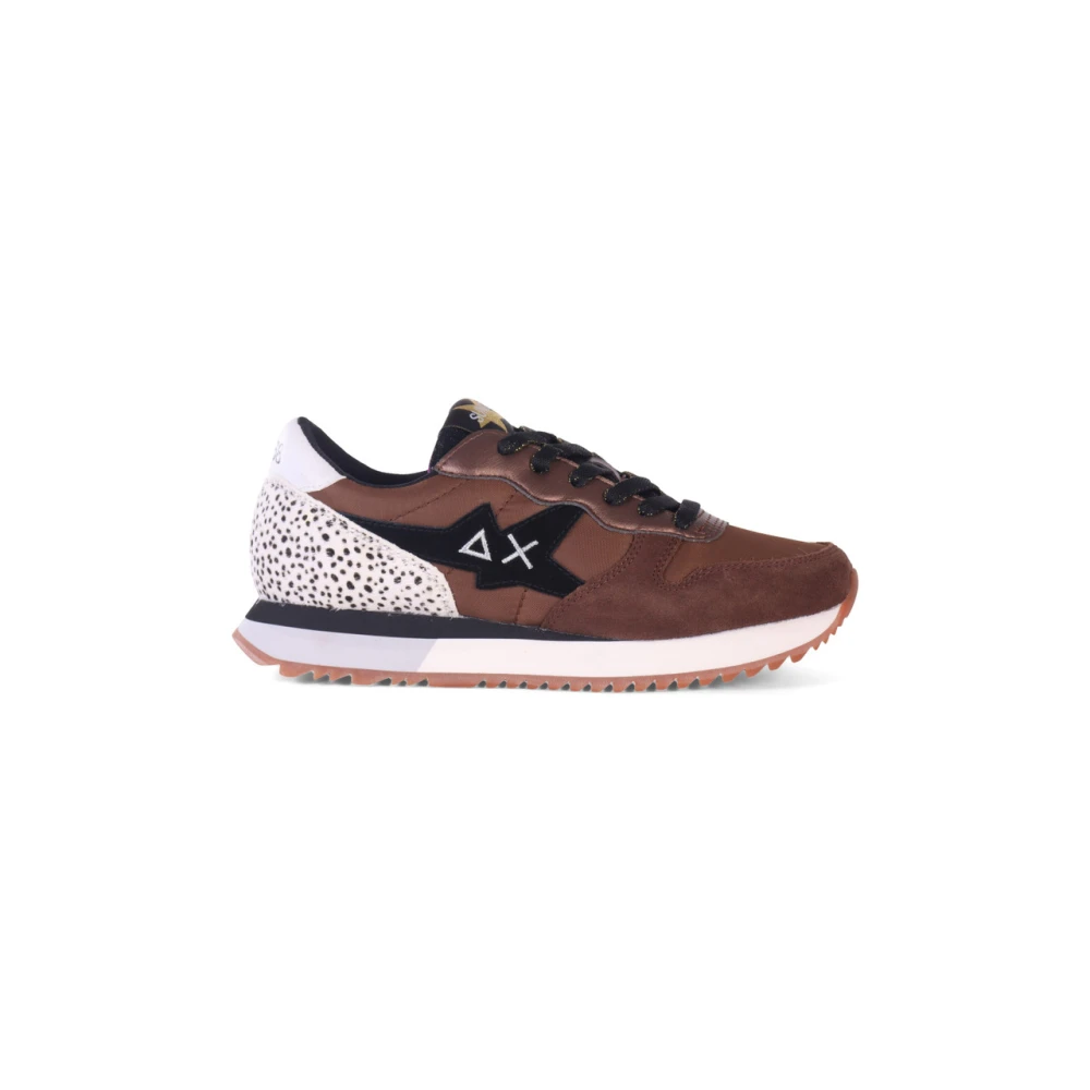 Sun68 Stargirl Animal Leren en Stoffen Sneakers Brown Dames