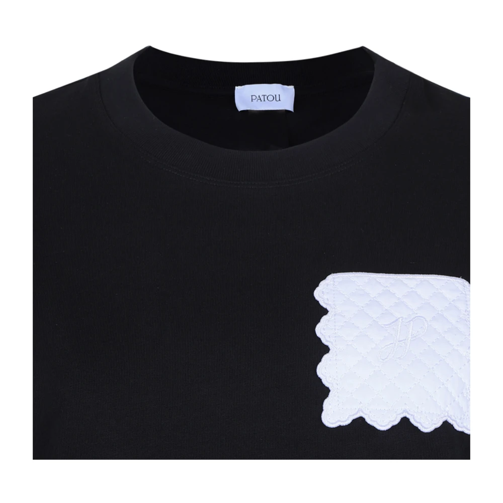 Patou Gewatteerd Zak T-Shirt Zwart Black Dames