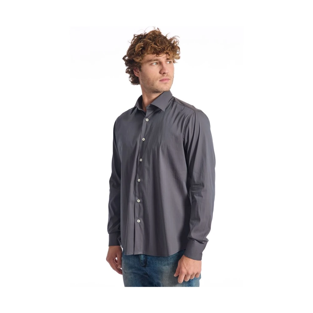 Baldinini Trendy Grijs Katoenen Overhemd Gray Heren