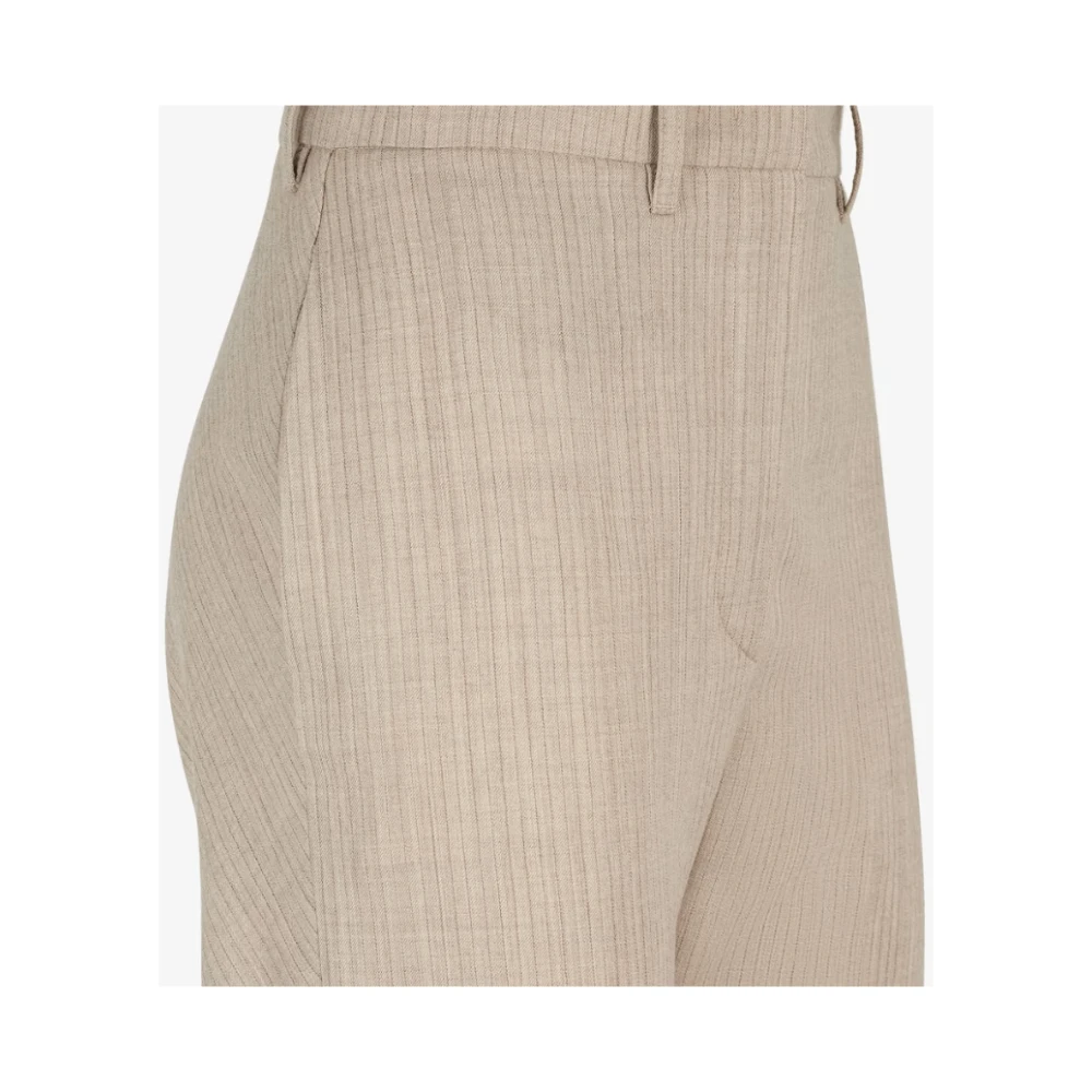 Fendi Wollen Broek met Pinstripes en Flare Beige Dames