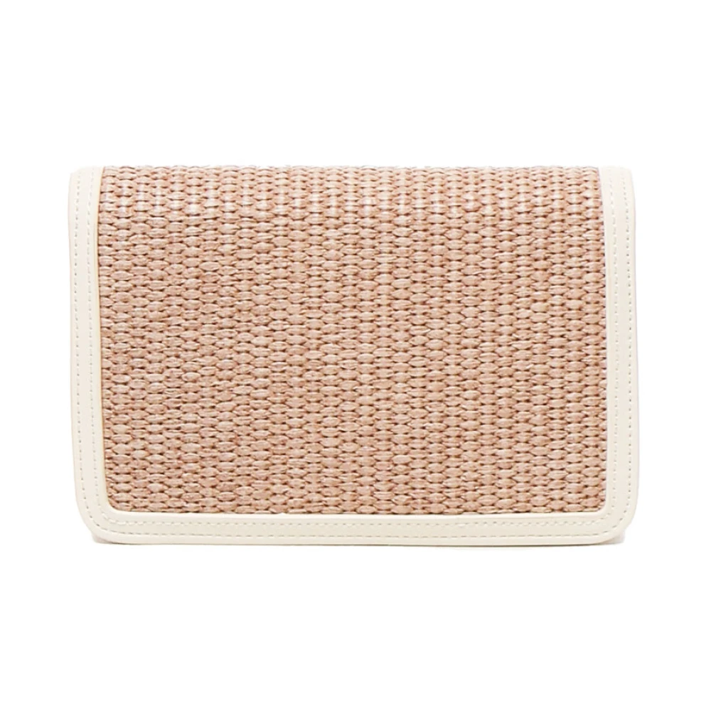 V73 Witte Schoudertas met Leren Band Beige Dames