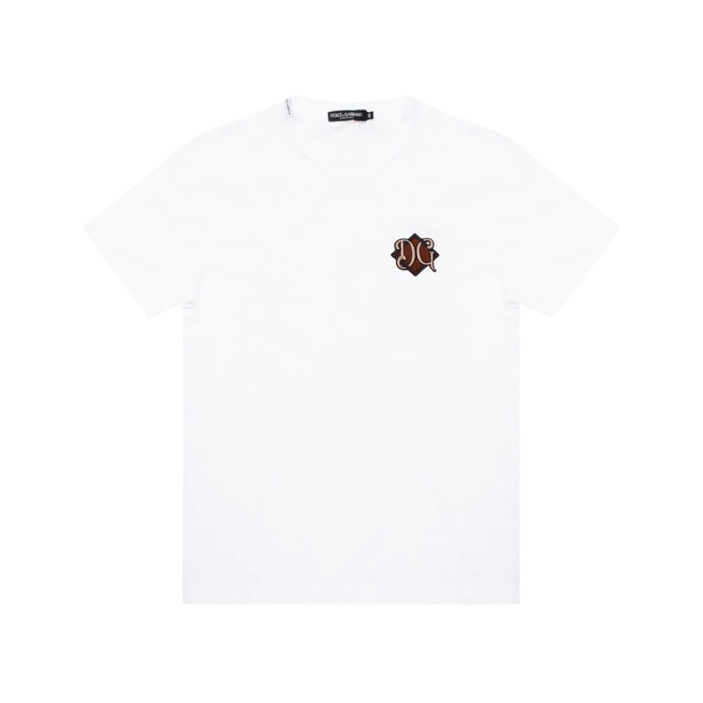 Dolce & Gabbana Wit Geborduurd Handtekening T-Shirt White Heren