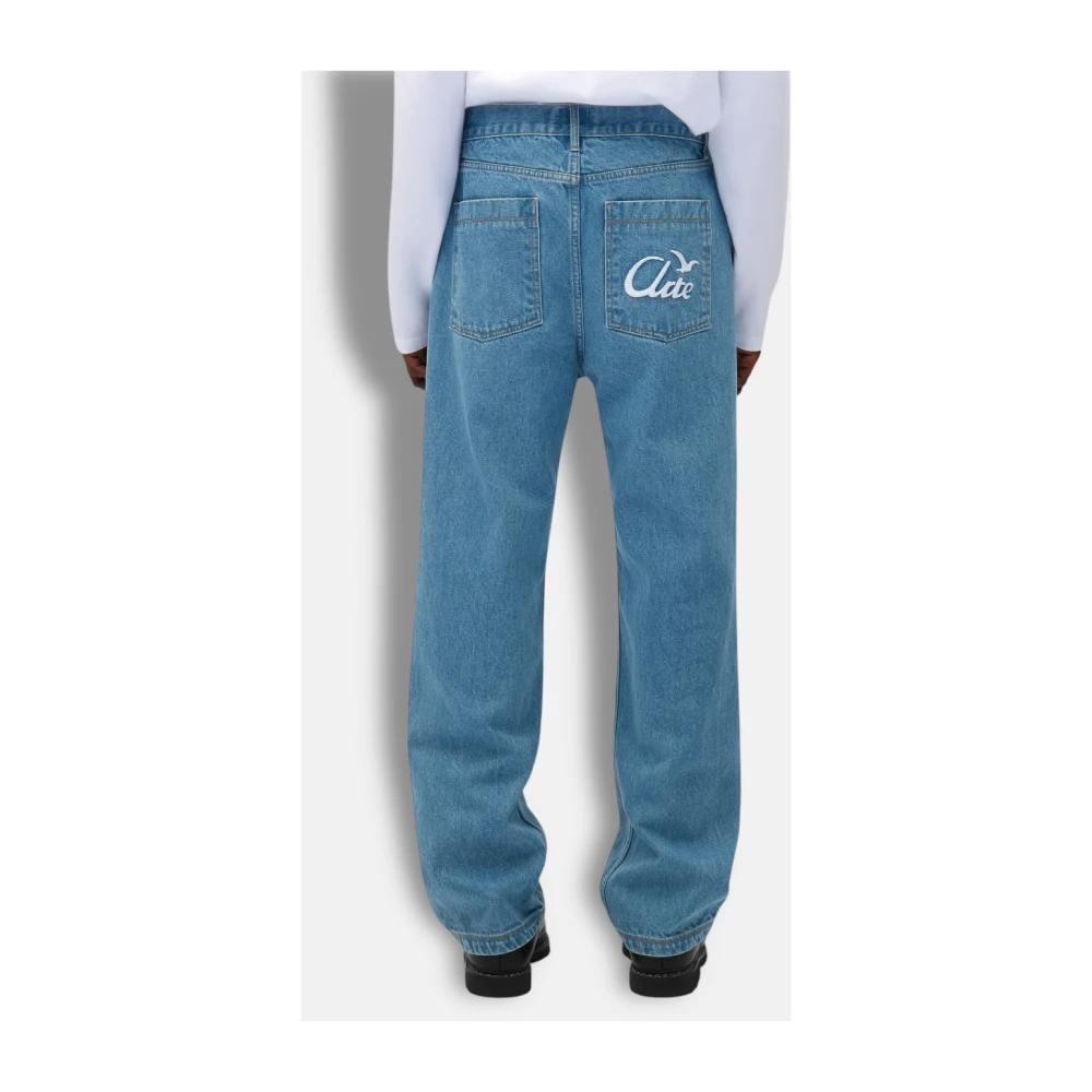 Arte Antwerp Geborduurde casual broek bleekmiddel Blue Heren