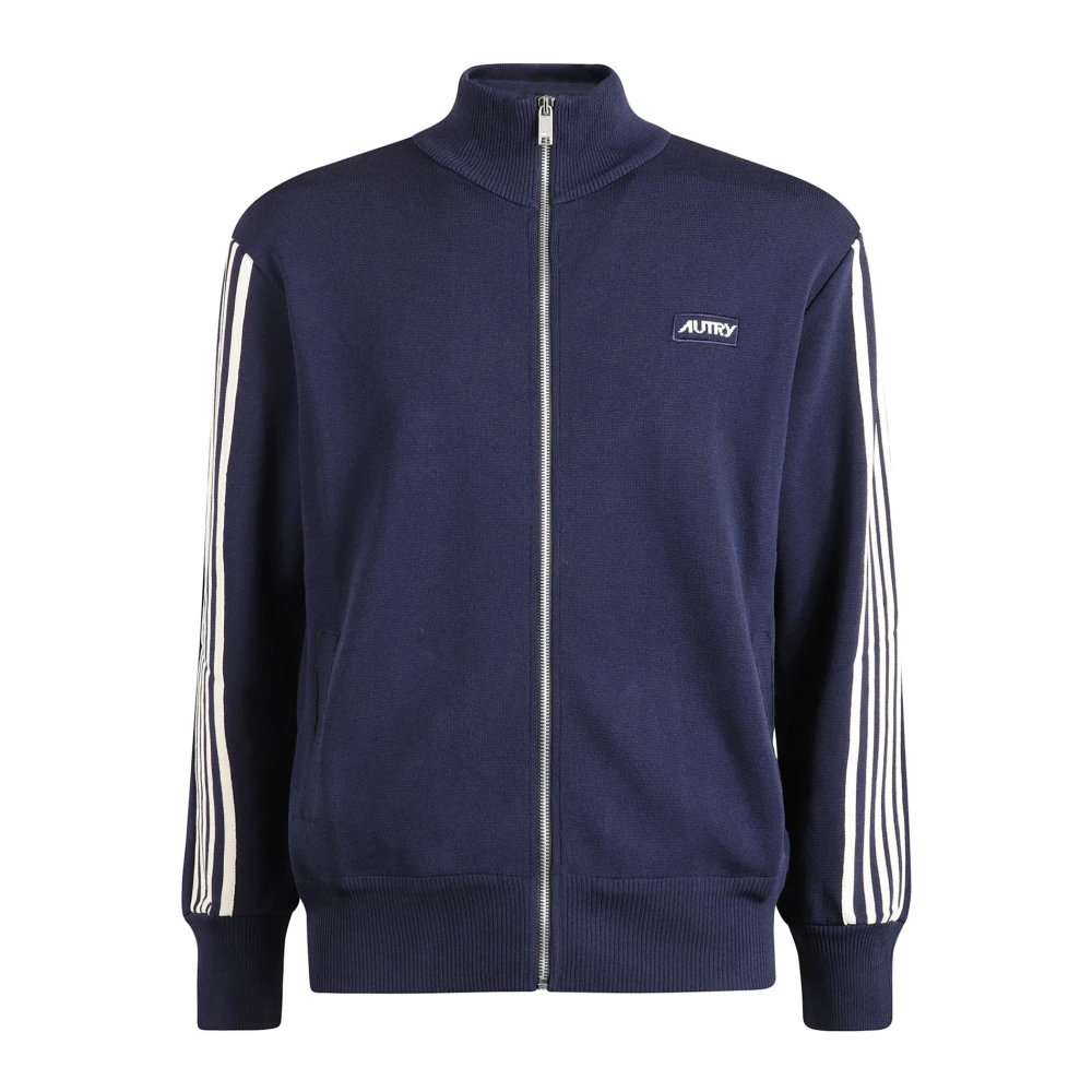 Autry Blauwe Sweatshirt Jas met Decoratieve Strepen Blue Heren