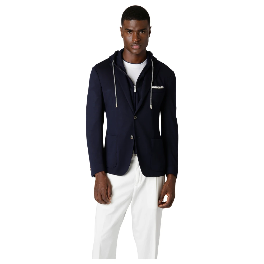 Eleventy Wollen jas met afneembare bodywarmer Blue Heren