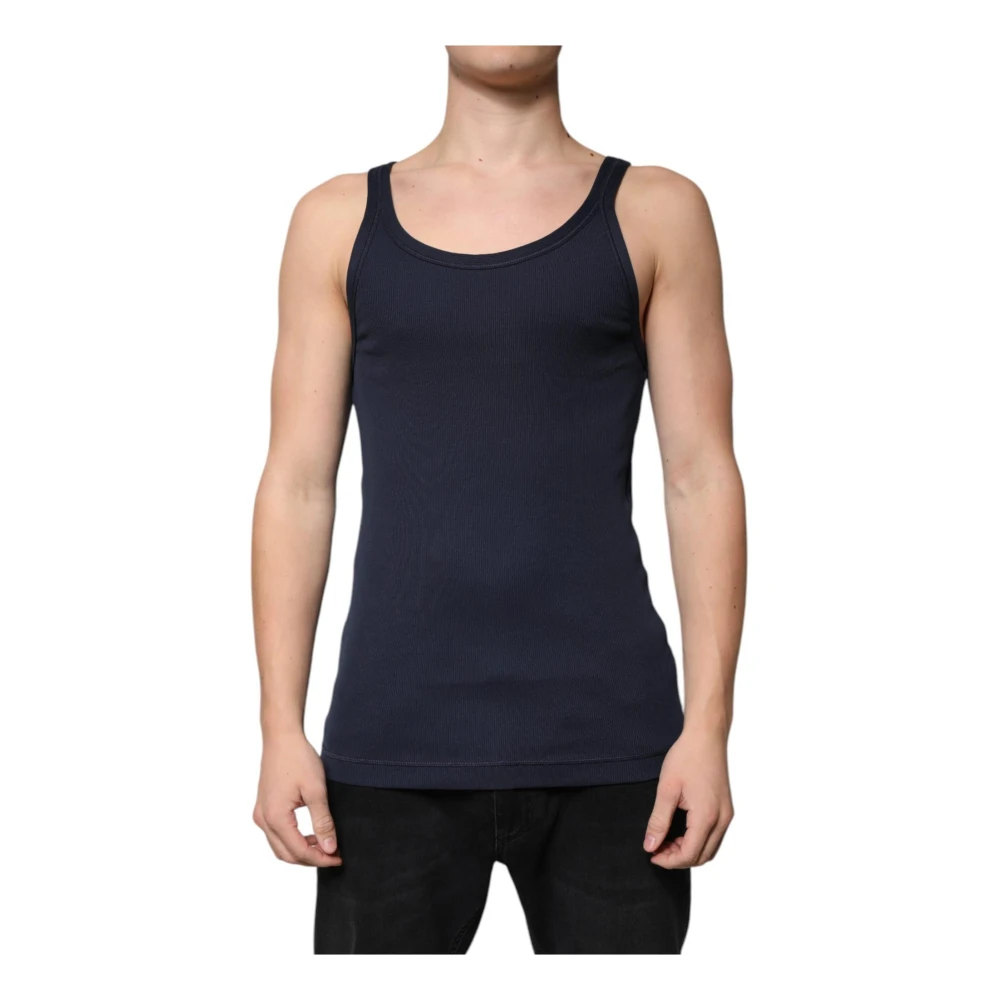 Dolce & Gabbana Donkerblauw Katoenen Tanktop Blue Heren