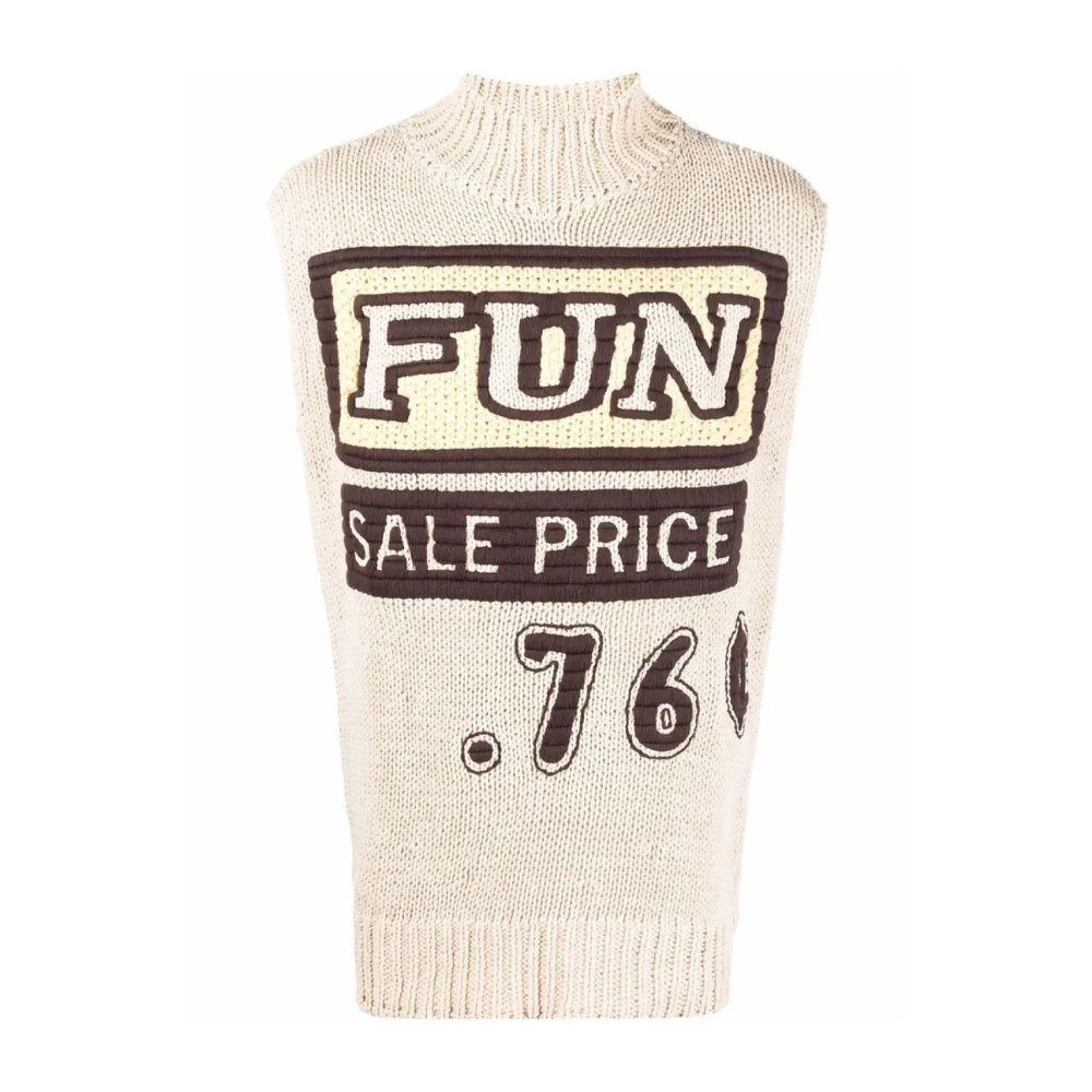 Jil Sander Beige Slogan Print Vest Pullover Beige Heren