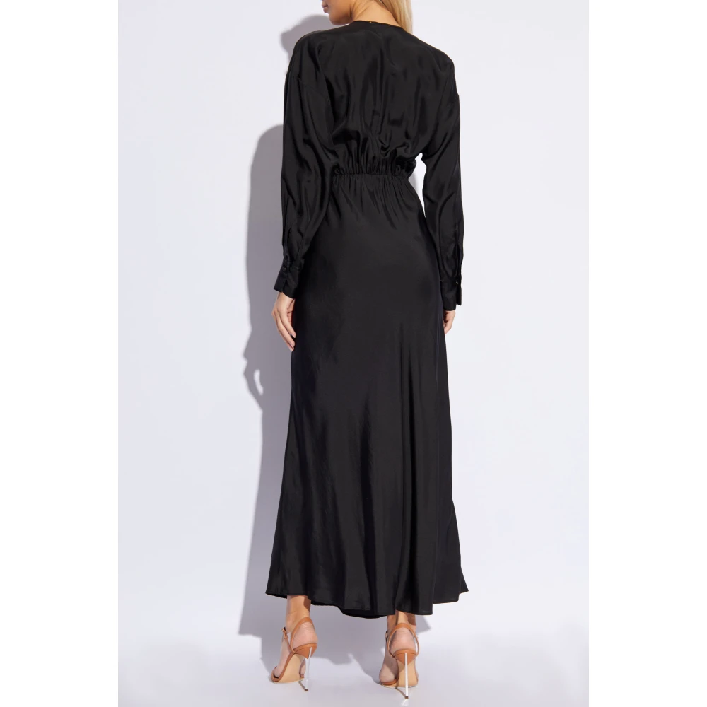 Forte Zijden jurk met stippen Black Dames