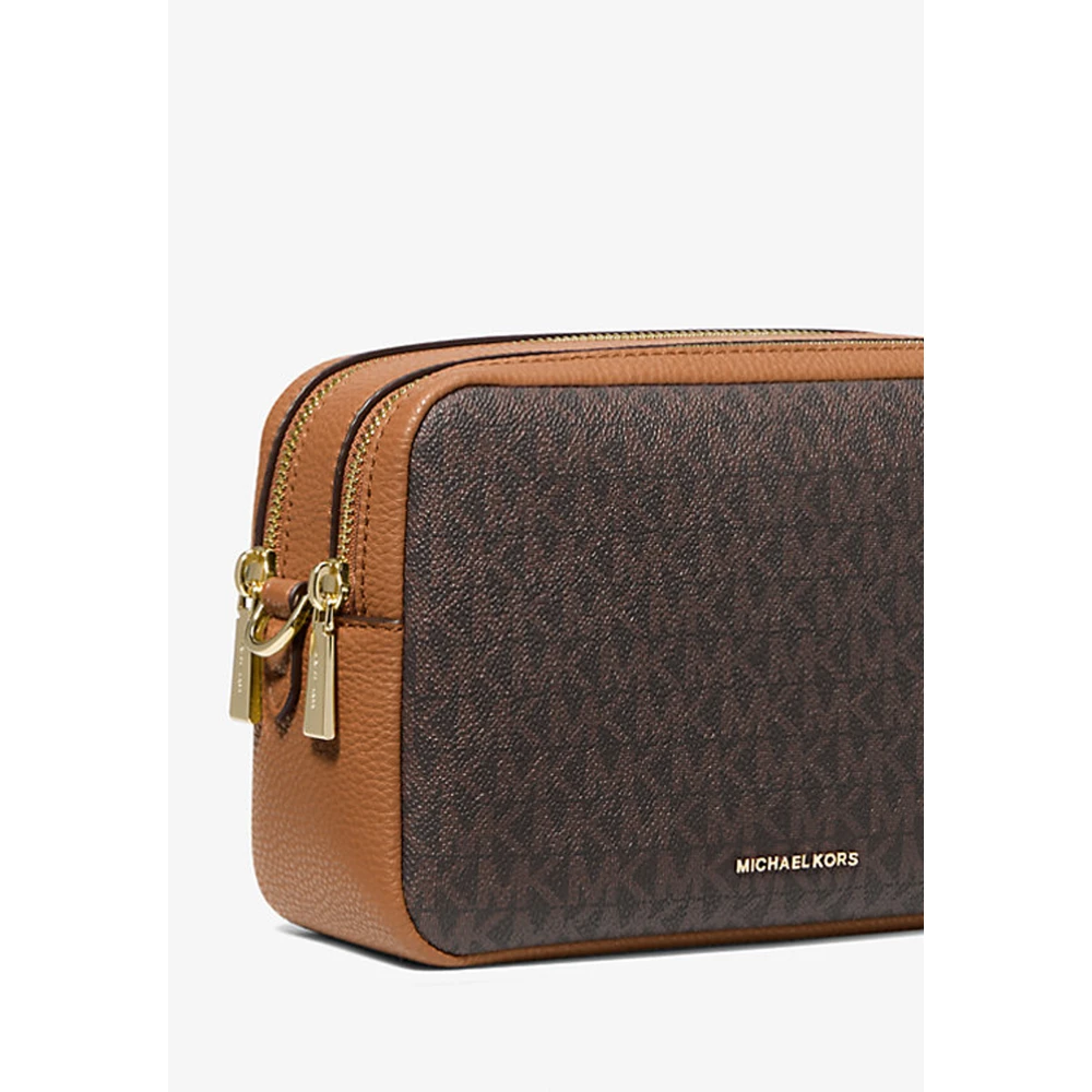 Michael Kors Bryant Medium Signature Logo Camera Crossbody Bag Brown Dames