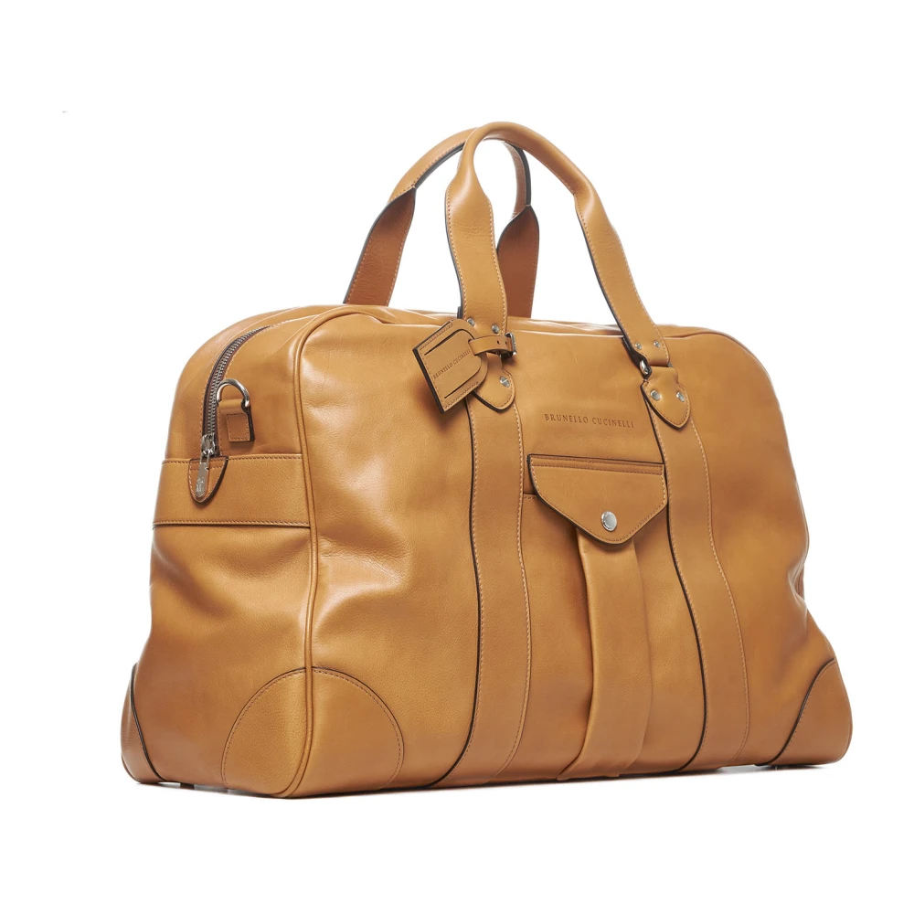 BRUNELLO CUCINELLI Oranje Leren Duffeltas Orange Dames