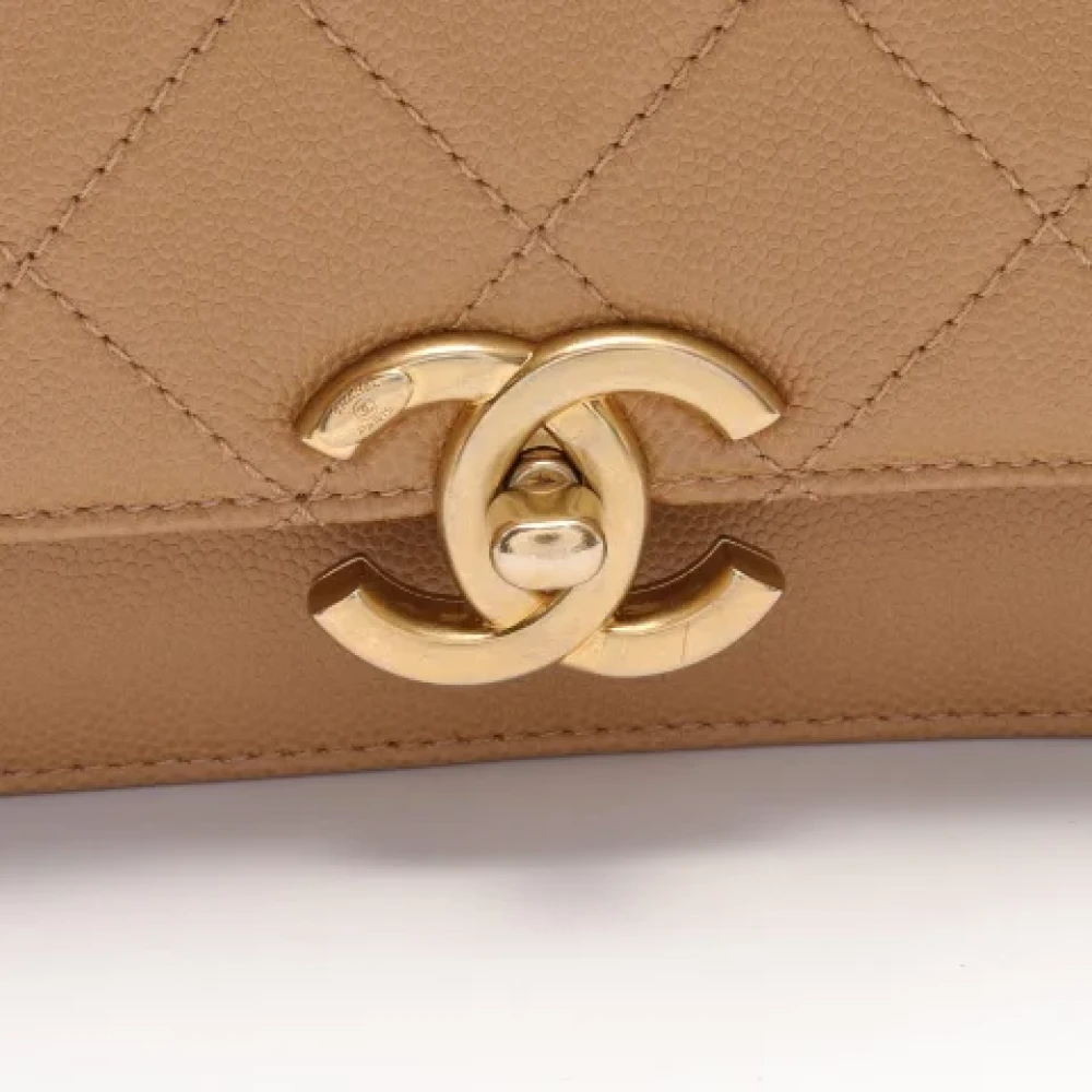 Chanel Vintage Pre-owned Leather crossbody-bags Beige Dames