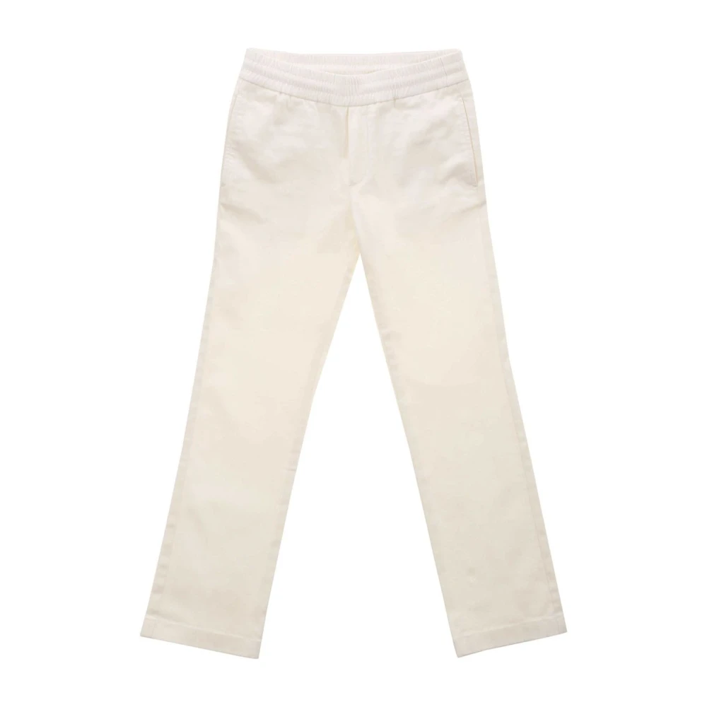 Moncler Boys White Trousers, 8 Y, Twill Stretch Cotton Trousers