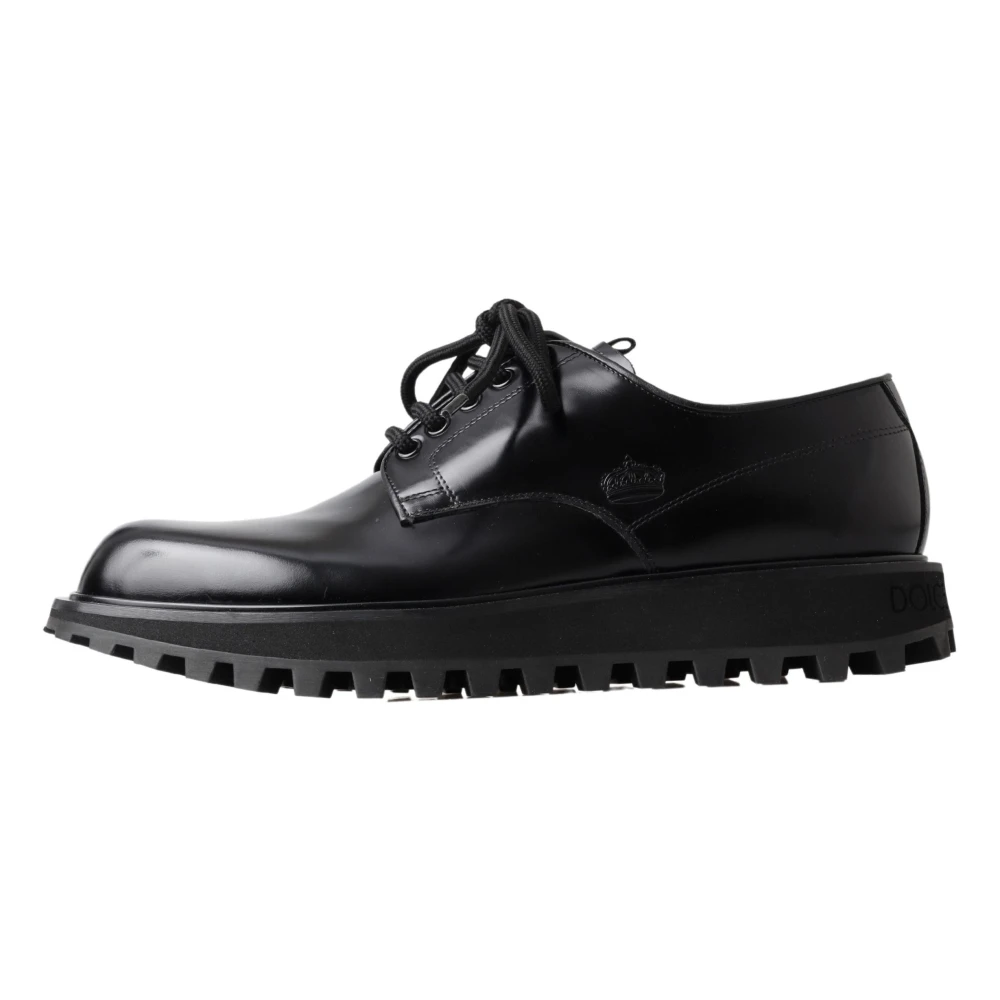 Dolce & Gabbana Zwarte Lakleren Veterschoenen voor Heren Black Heren