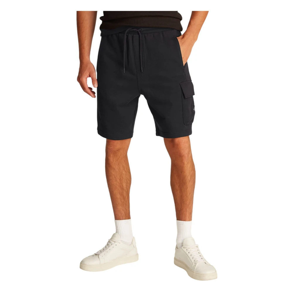 Calvin Klein Jeans Black Casual Shorts, Male, L, Versatile Men's Bermuda Shorts