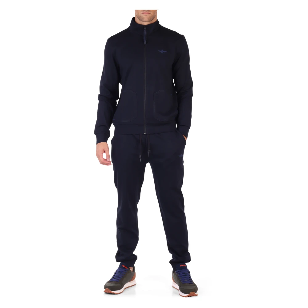 Aeronautica militare Regular Fit Sweatshirt en Broek Set Blue Heren