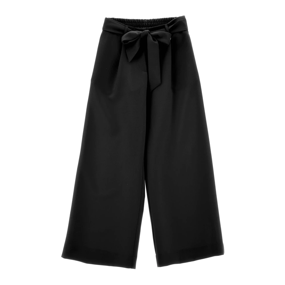 Monnalisa Girls Black Trousers, 10 Y, Viscose-Blend Palazzo Trousers
