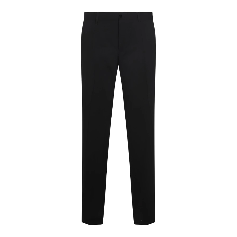 Dolce & Gabbana Zwarte wollen broek Frontale rits Zakken Black Heren