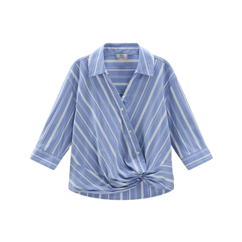 Woolrich Gestreepte katoenen blouse voor vrouwen Blue Dames