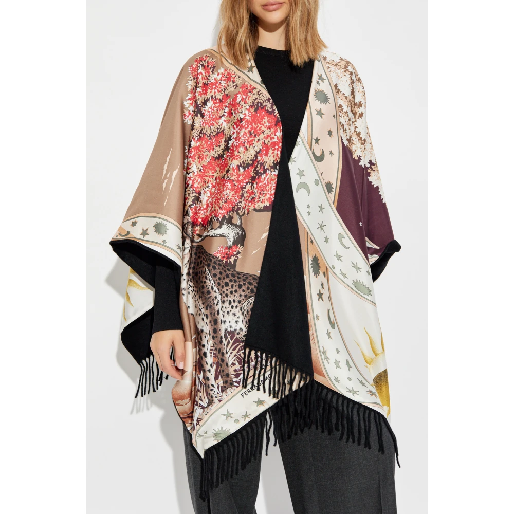 Salvatore Ferragamo Omkeerbare Poncho Black Dames