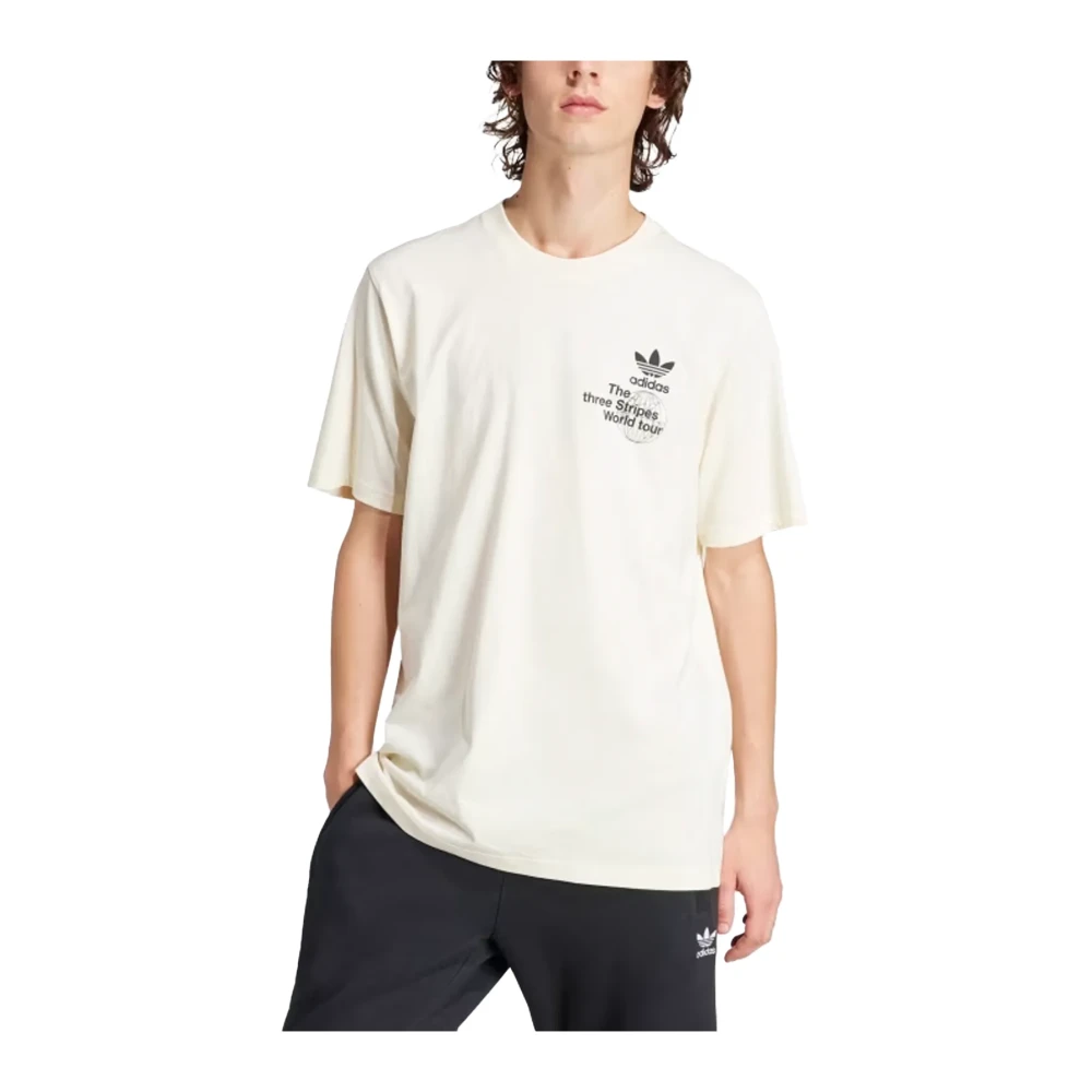 Adidas Korte Mouw T-shirt Beige Heren