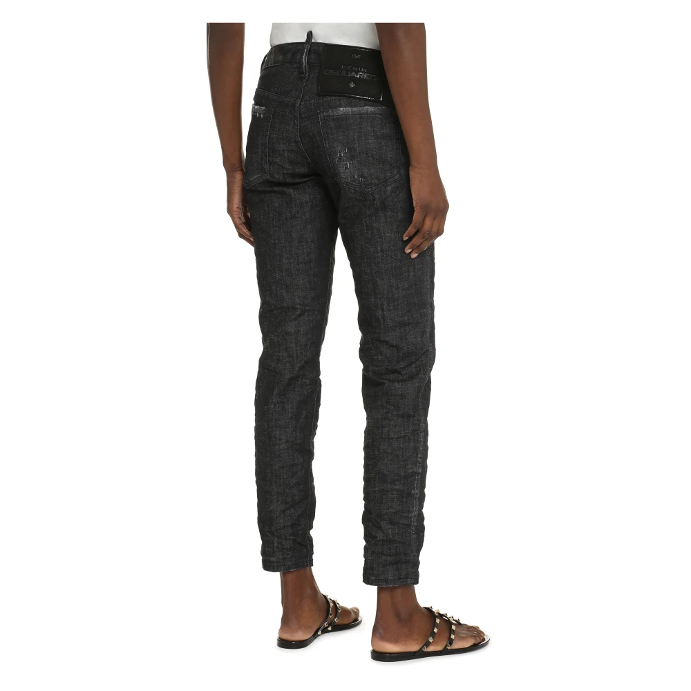 Dsquared2 Destroyed Effect 5-Pocket Jeans Black Dames