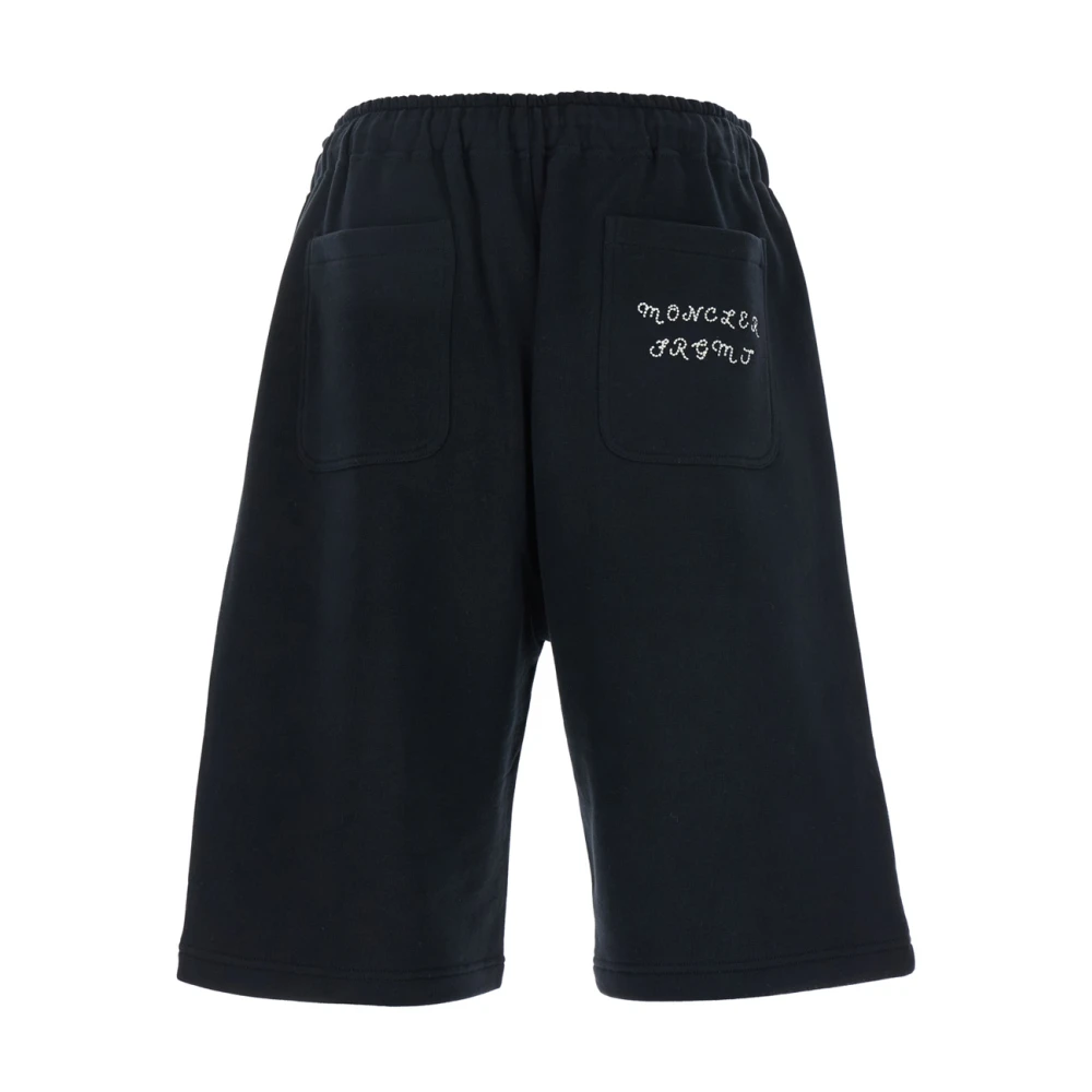 Moncler Zwarte Logo Patch Katoenen Shorts Black Heren