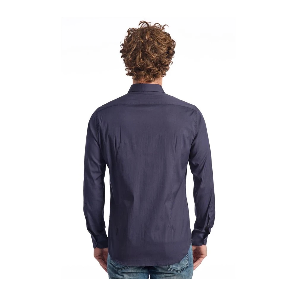 Baldinini Blauw Katoenen Slim Fit Overhemd Blue Heren